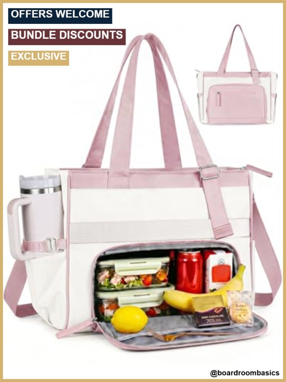 24.5L Large Work Tote Lunch Bag, Fits 15.6" Laptop